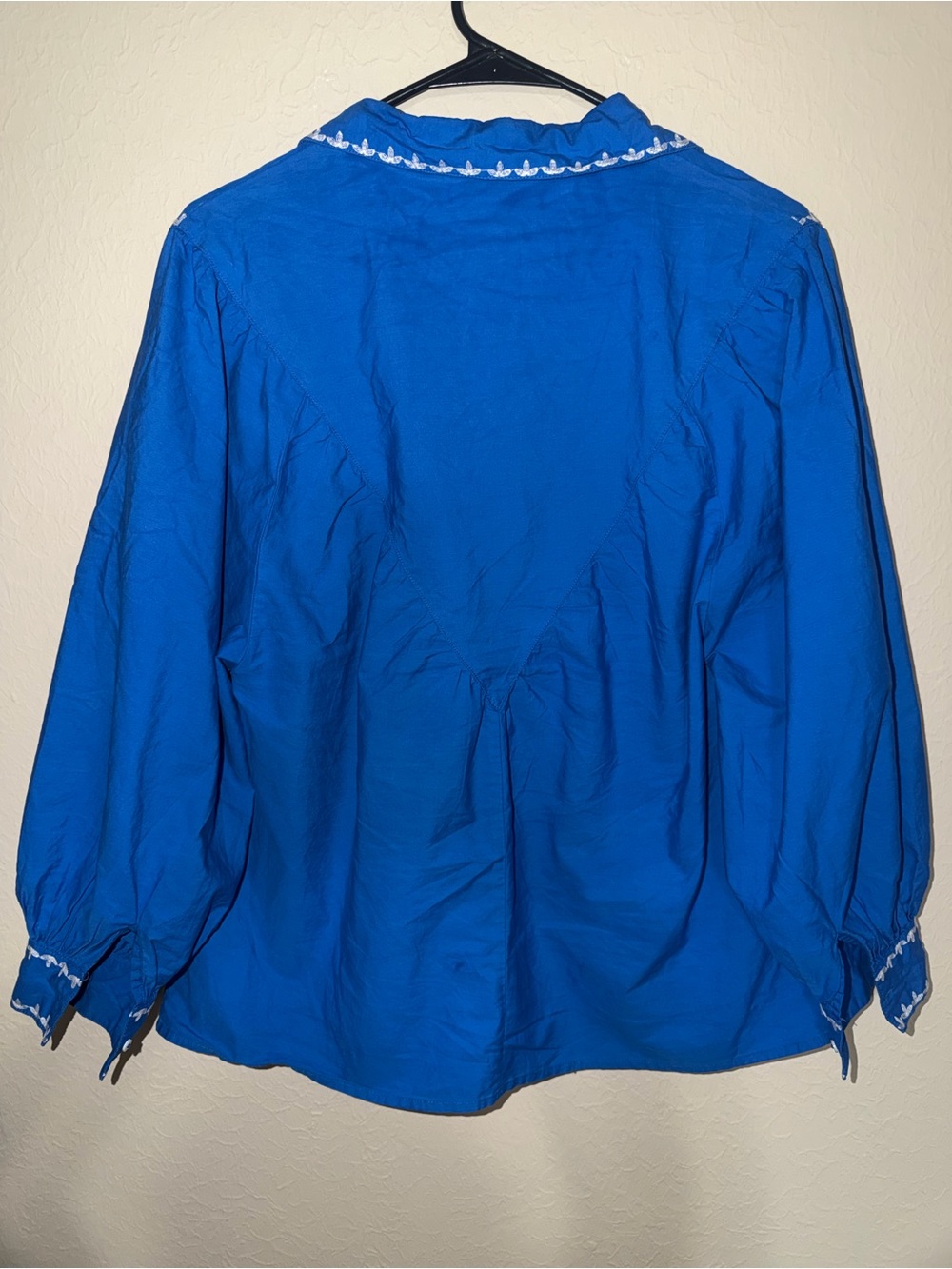Zara Royal Blue Blouse with White Embroidery - Picture 5 of 5